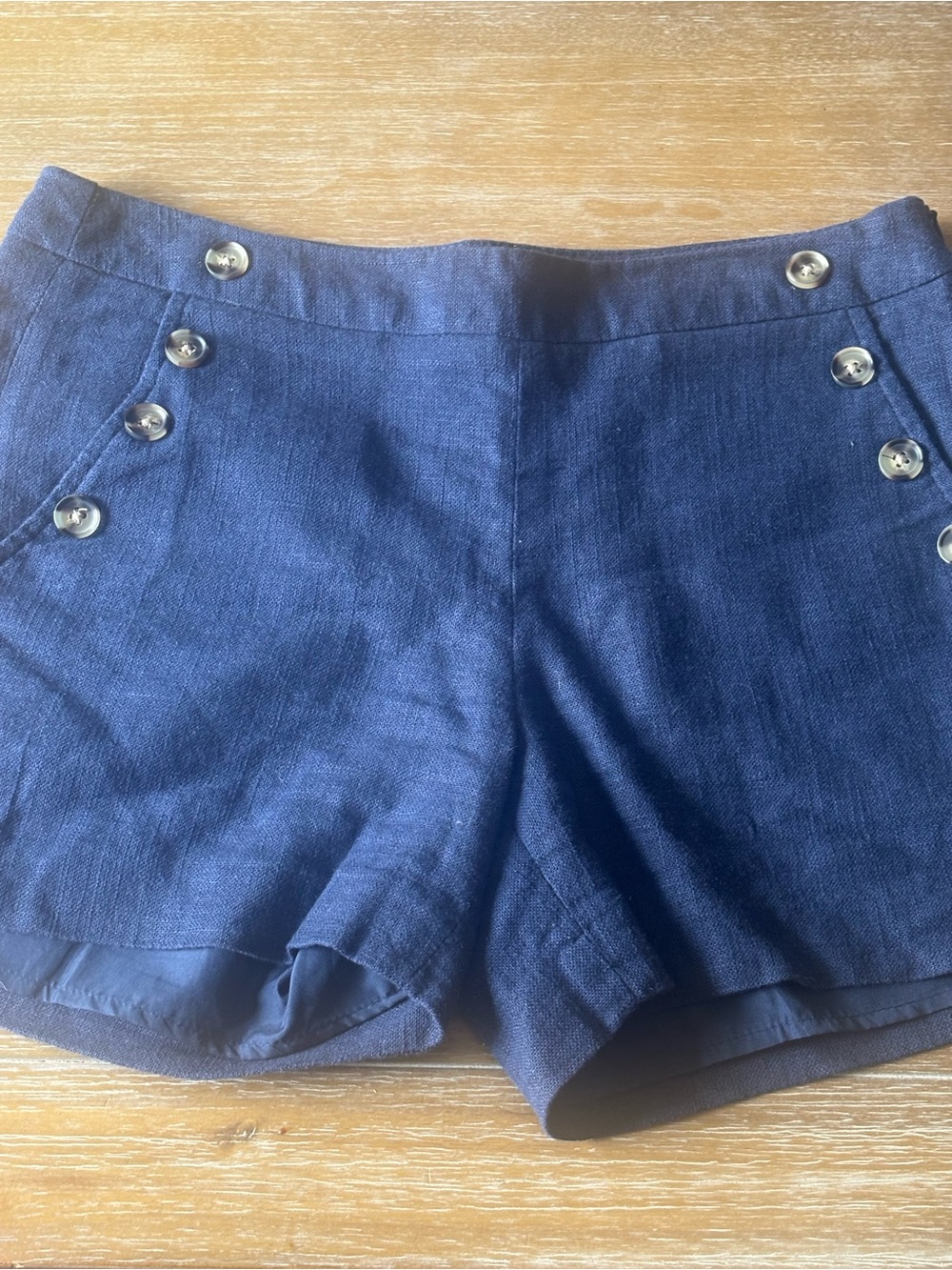 High-Waist Navy Button-Accent Women’s Shorts